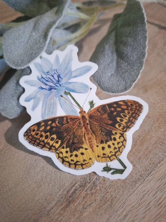 Butterfly and Chicory Sticker
