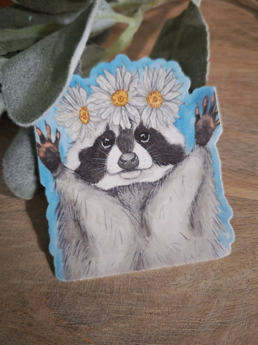 Spring raccoon sticker