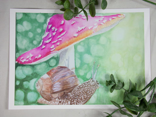 Snail + Mushroom Print