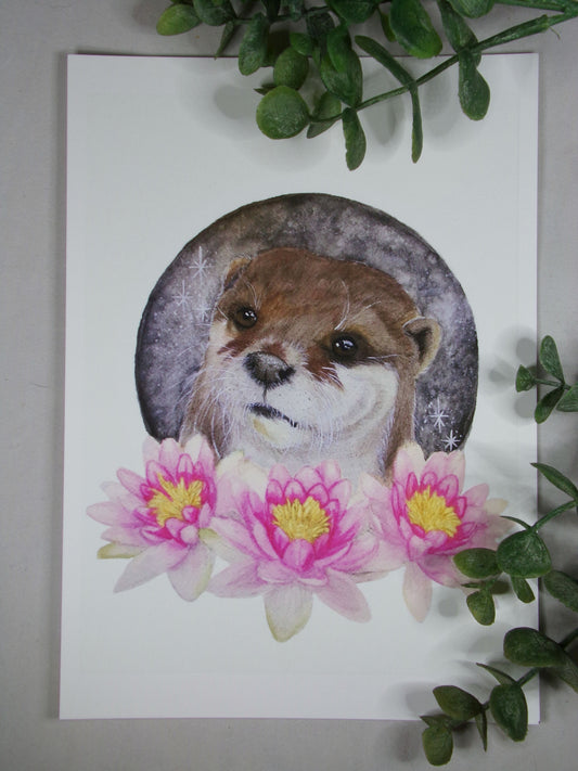 Otter in Moonlight Print